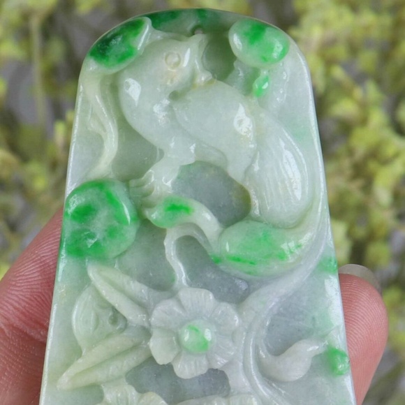 Cert'd Green 100% Natural A Jade jadeite Magpie Plum blossom Pendant 84481H3喜上眉梢 - Picture 3 of 12